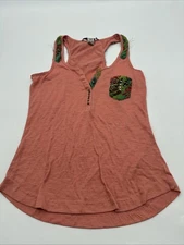 American Rag Tank Top Women Small Orange Henley Pocket..#33214