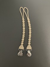 Two Itzy Ritzy Sweetie Silicone Pacifier Straps Tan Toast For Ages 0m 