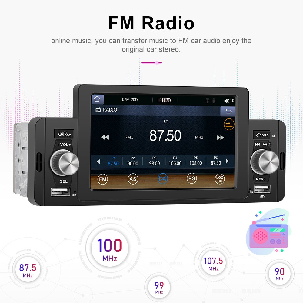 5in Single Din Radio Car Stereo Bluetooth MP5 Player Carplay Android Auto USB FM