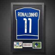 Ronaldinho Hand Signed Brazil Football Shirt Framed With COA  &pound;549