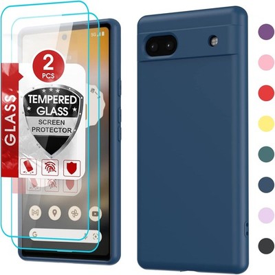 Liquid Silicone Google Pixel 6A Case: [6.1''] with 2 Tempered Glass Protectors, B