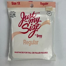 Vintage 1980s L'eggs Just My Size Regular Pantyhose Suntan Sheer Toe Size 1X