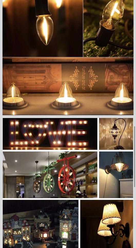 C7 LED Bulbs,0.5 Watts Filament Night Light Bulb Edison Style Sign Light - Image 4 of 4