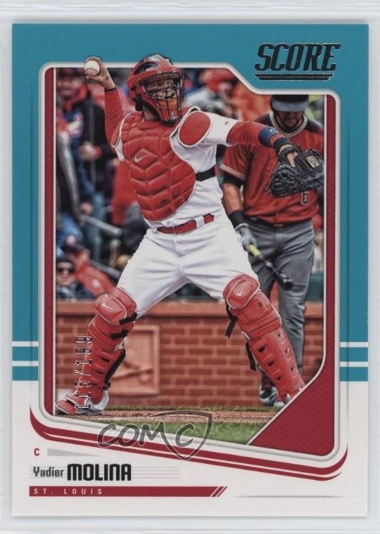 2018 Panini Chronicles Score Teal 115/199 Yadier Molina #7 qf6