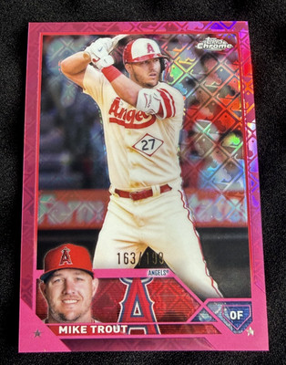 2023 Topps Chrome #27 Mike Trout Pink Refractor /199 Three-Time MVP Angels