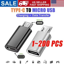 200x Type C Female to Micro USB Male Port Converter Charge Data Sync Adapter Lot