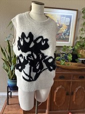 Anthropologie Maeve Graphic Flower Sweater Vest Size Petite Small Floral Boho