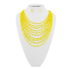 Fashion Girls Beaded Jewelry Set Delicate Multi Strand Necklace Earring Gift