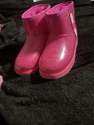 UGG Classic Clear Mini Boot Waterproof Pink Hibiscus Women's Size 6