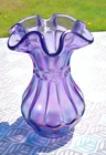 WONDERFUL Fenton Flute & Dot Purple Violet Satin Iridescent Vase artist signed