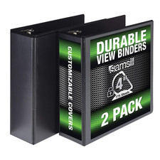 Durable 4 Inch 3 Ring Binder, Made in USA, D Ring Binder, FSC 100% Recycled Chip