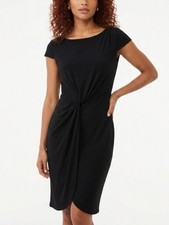 Slinky Little Black Dress VICTORIA’S SECRET Cap Short Sleeves Ruched Sz M