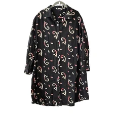 Marketplace Handwork of India Black Button Down Boho Dress Shirt Embroidered 1W