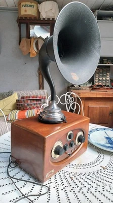 Ancienne radio TSF Ancel Poste 5 lampes haut parleur BRUNET Duoton bluetooth - Photo 1/4