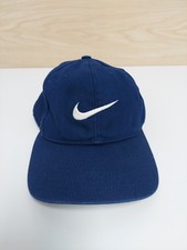 Nike Vintage Snapback Hat Cap Navy Blue/White Swoosh Embroidered 90s Euc