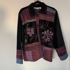 Patchwork Sweater Cardigan Black Purple Sz S/M