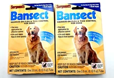 Lot of 2 Sergeant’s Bansect Squeeze-on Dog Flea & Tick Control- Over 33 lbs- NEW