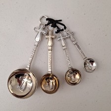 RARE Vintage MSC Religious Cross Measuring Spoons 4 Pc. Set Catholic