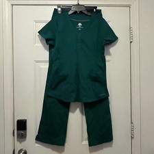 Healing Hands Women's S Scrub Set Top and Bottoms Green Shirt Pants lot Small