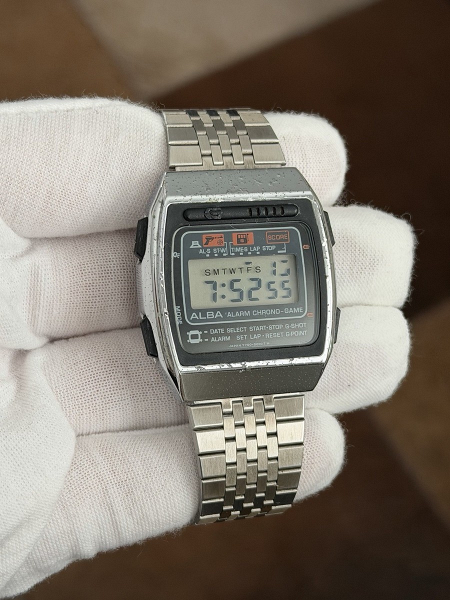 Rare Vintage Alba Alarm Chrono Game Y760-5000 Men’s Digital Sports Watch JDM 80s View 2