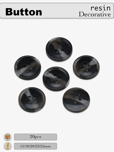 20Pcs Black Resin Buttons, 4-Hole, Light Streaks for Clothing Sewing DIY 15-25mm - Picture 4 of 6