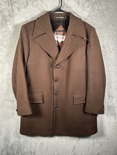 Vintage McGregor Wool Overcoat Men's Size 40 Brown USA Made Faux Fur Lined Heavy