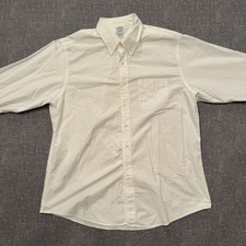 Brooks Brothers Dress Shirt Mens 18/34 Made USA Supima Slim Fit White Button Up
