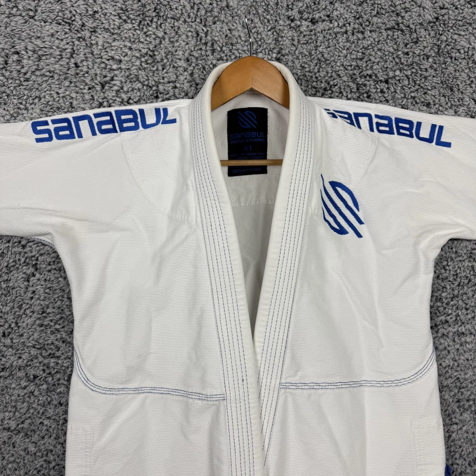 Sanabul BJJ Jiu Jitsu Gi Jacket A1 White Blue Logo Lightweight Top Adult Mens - Image 2 of 4