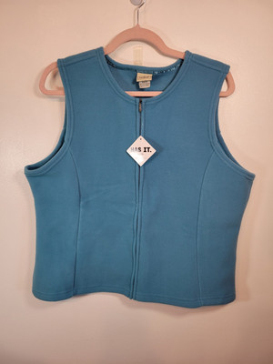 L L Bean Womens Light Blue Turquoise Polartec Fleece Full Zip Vest XL Reg New