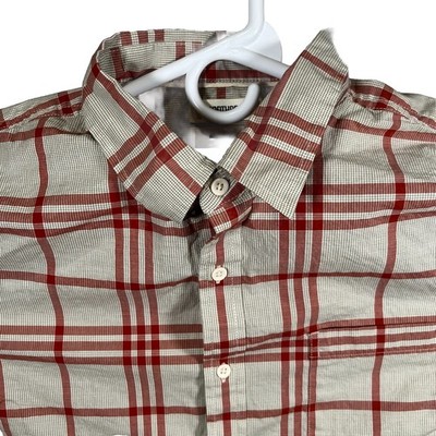 Goodthreads Button Up Men s Large Shirt Red And Gray Checked Plaid Casual