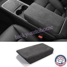 Alcantara Black Center Armrest Box Cover Trim For Tesla Model 3 Y 2017-2023 2022