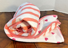 Pottery Barn Kids 100 Organic Cotton Pink And White Stripe Baby Towel w/Hood