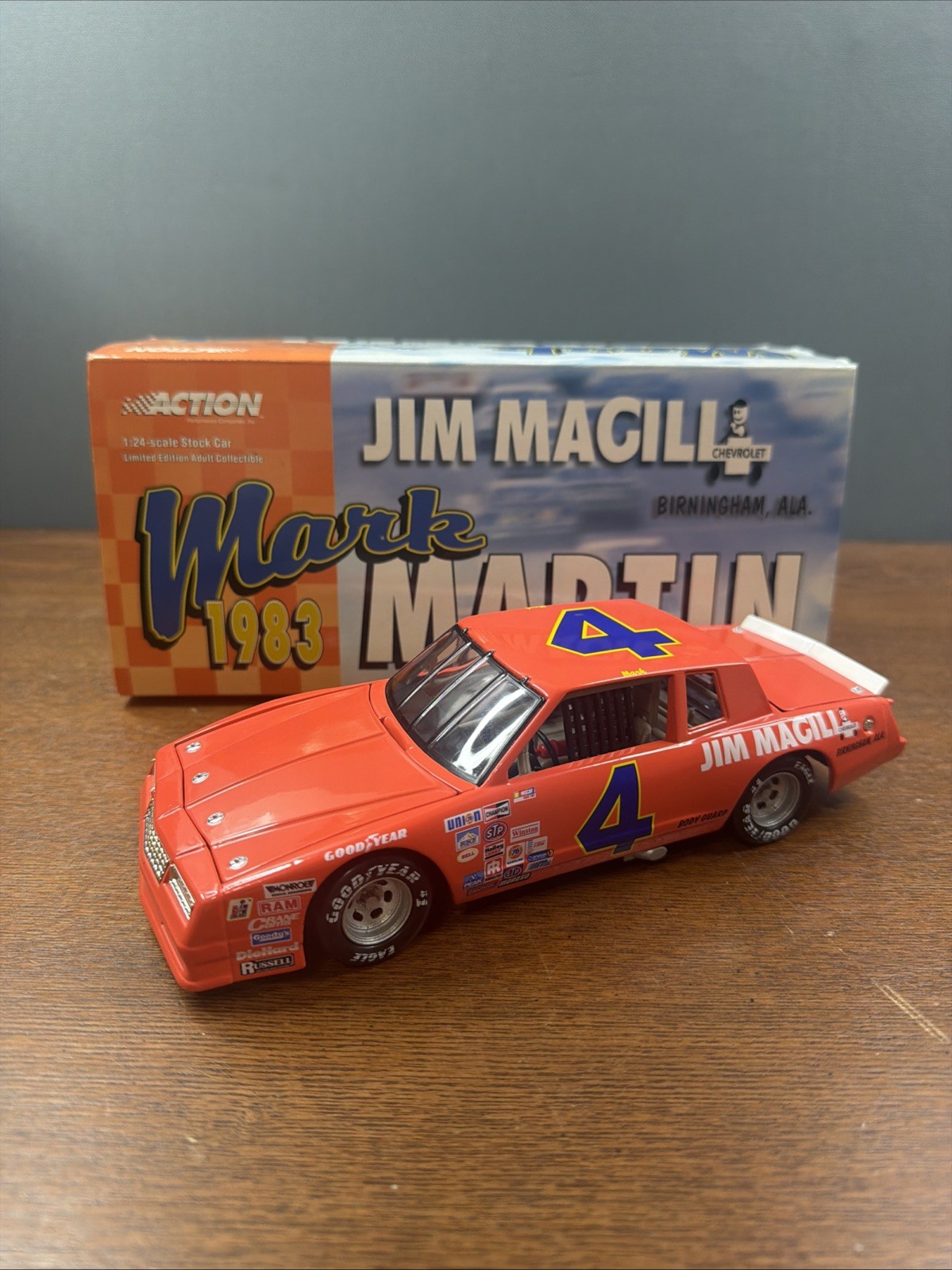 1983 Mark Martin #4 Jim Magill 1/24 Orange Monte Carlo Diecast Bank NASCAR