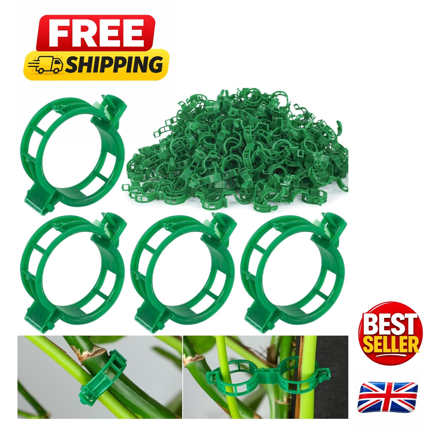 100PCS Plant Support Clips,Garden Plant Support,Plant Clips for Climbing Plan...