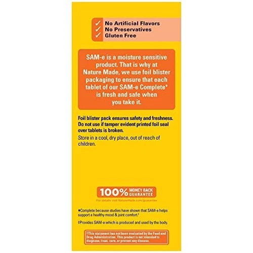 Nature Made SAM e 200 mg Apoyo al Estado de ánimo Salud articular 60 comprimidos sin gluten Foto 2 de 4