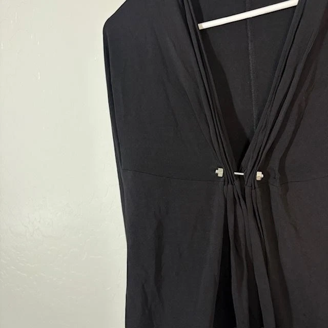 Camisa Just Cavalli para mujer 44 negra manga larga fruncida frontal elástica Top Foto 4 de 4