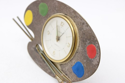 F Vintage Europa Artists Palette, Mid Century, Mechanical Clock, Ticking - Picture 7 of 7