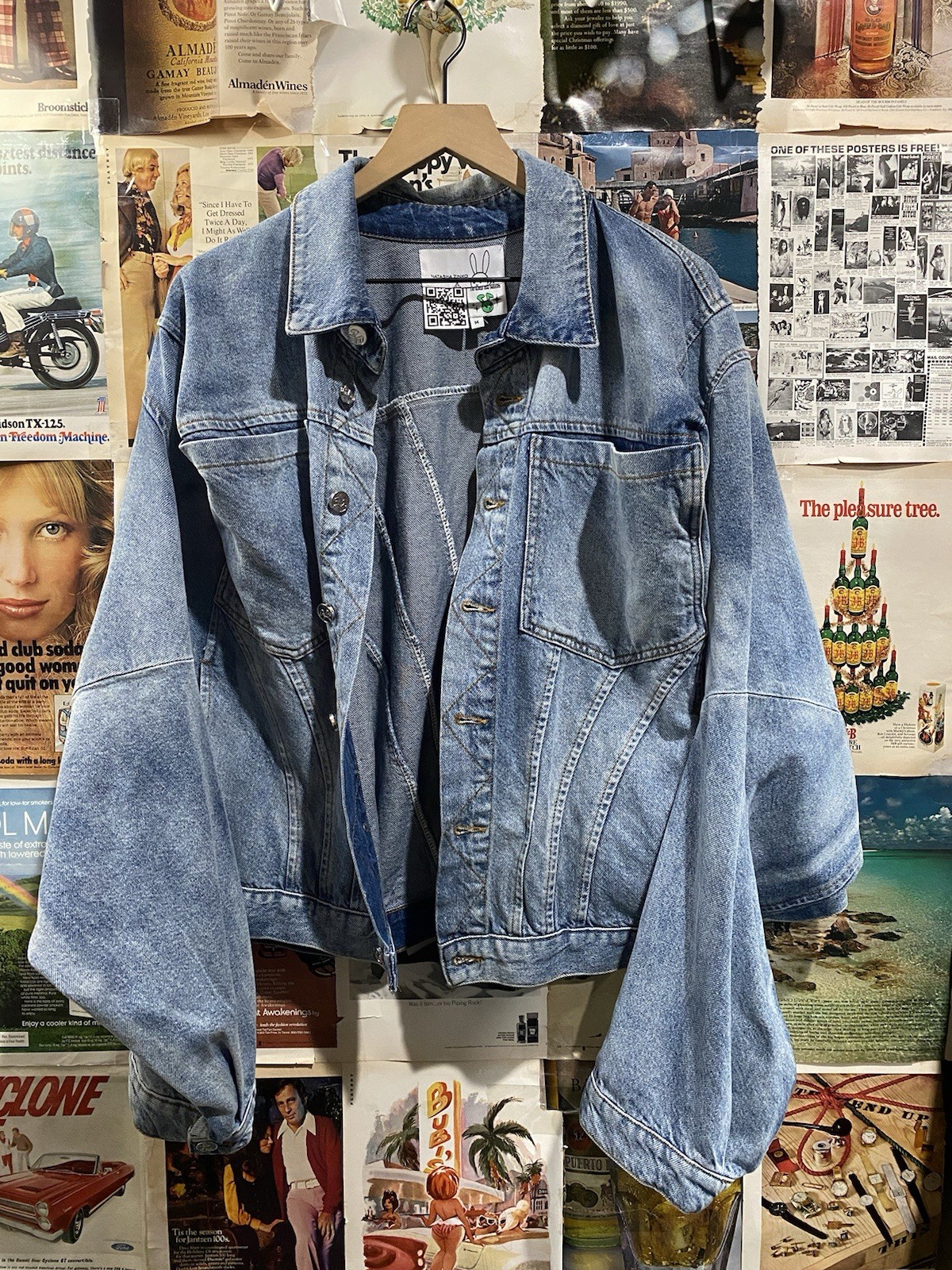 Natasha Zinko Denim Jacket Oversized Abstract Sleeves Size Medium