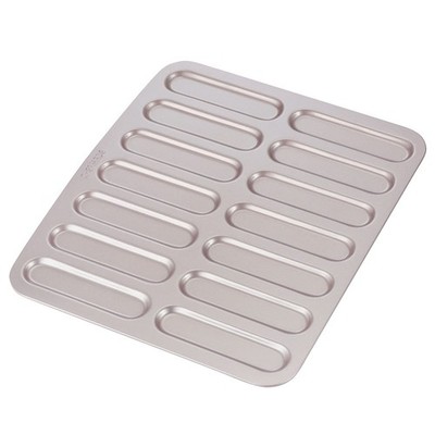 Eclair Cake Pan, 14-Cavity Non-Stick Mini Eclair Cookie Biscuits Bakeware for...