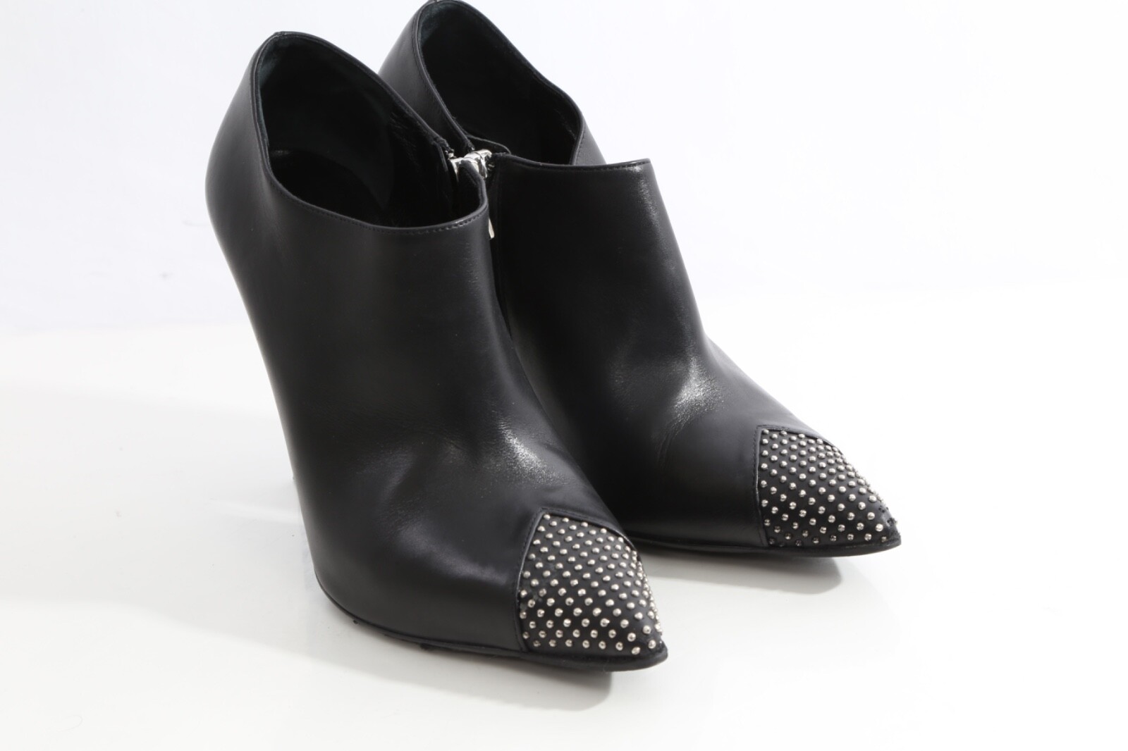 Stivaletti Saint Laurent neri palladio borchie a punta in pelle misura 37 5