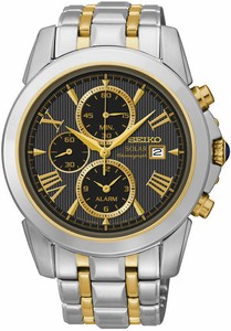 seiko solar chronograph two tone