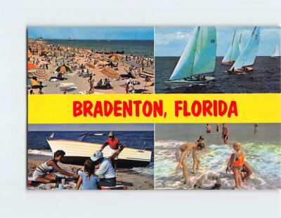#ad Postcard Multiple Scene In Beach At Bradenton Florida $3.49