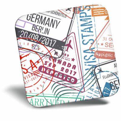 Travel Stamps Holiday Travelling Home Gift #8198 2 x Coasters