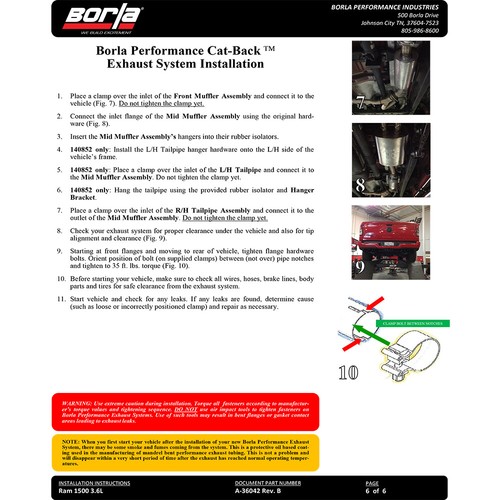 Borla 140860BC S-Type Stainless Cat Back Exhaust for 2019-2023 Ram 1500 3.6L V6 - Picture 8 of 10
