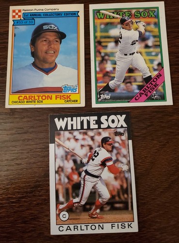 💎 *CARLTON FISK* Vintage (3) MLB Card Lot/ 1984-1988/ EX-NM/ HOF/ Red Sox 💎