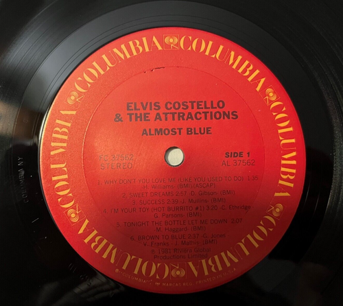 ELVIS COSTELLO & ATTRACTIONS - ALMOST BLUE Vinyl LP Album FC 37562 PROMO - Picture 4 of 5