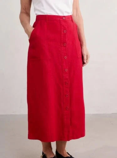 Seasalt Cornwall Rosewell Farm Skirt Red RRP £65.95