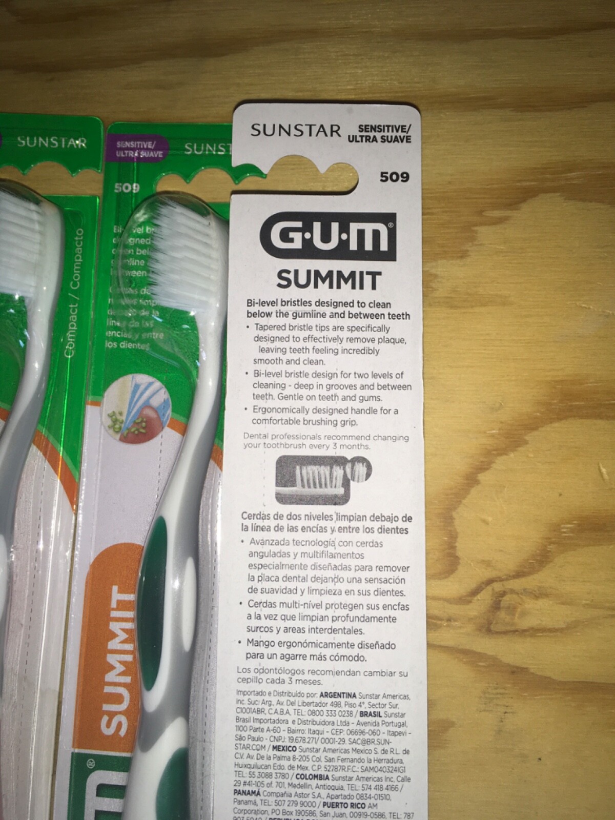 Gum SENSITIVE Summit ToothBrush 509 Compact Head Sunstar 4 Pack New