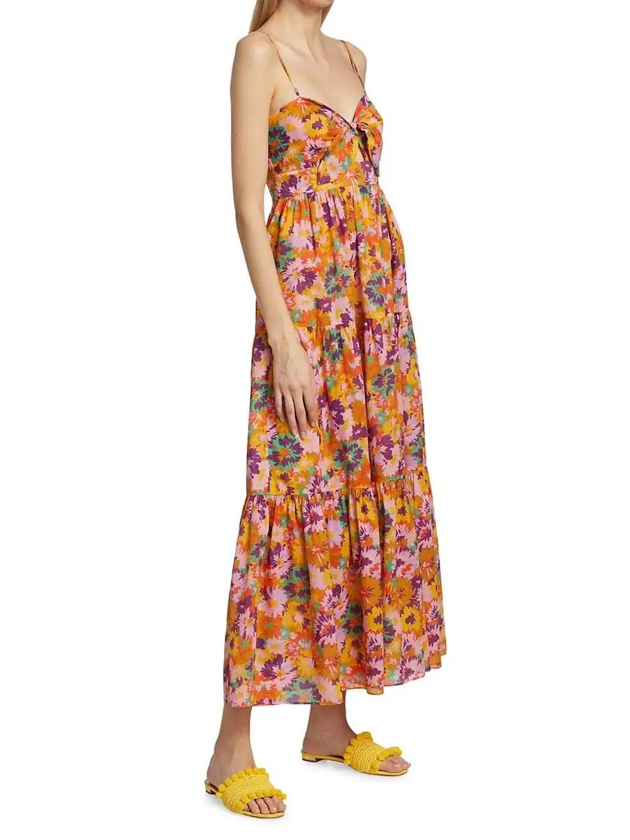 white christmas dresses Violet Dress | Structured Short-Sleeve Midi Dress in Multicolor Floral  Cotton Lawn main image 0