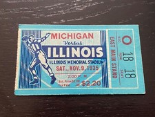 1935 MICHIGAN WOLVERINES ILLINOIS COLLEGE FOOTBALL GAME TICKET STUB